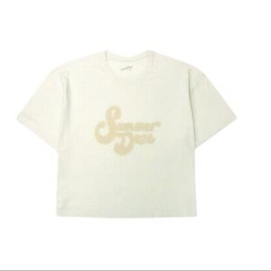 Summer Daze crop top oversized cream white tee s m